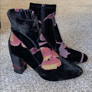Steve Madden Floral Velvet Ankle Boots